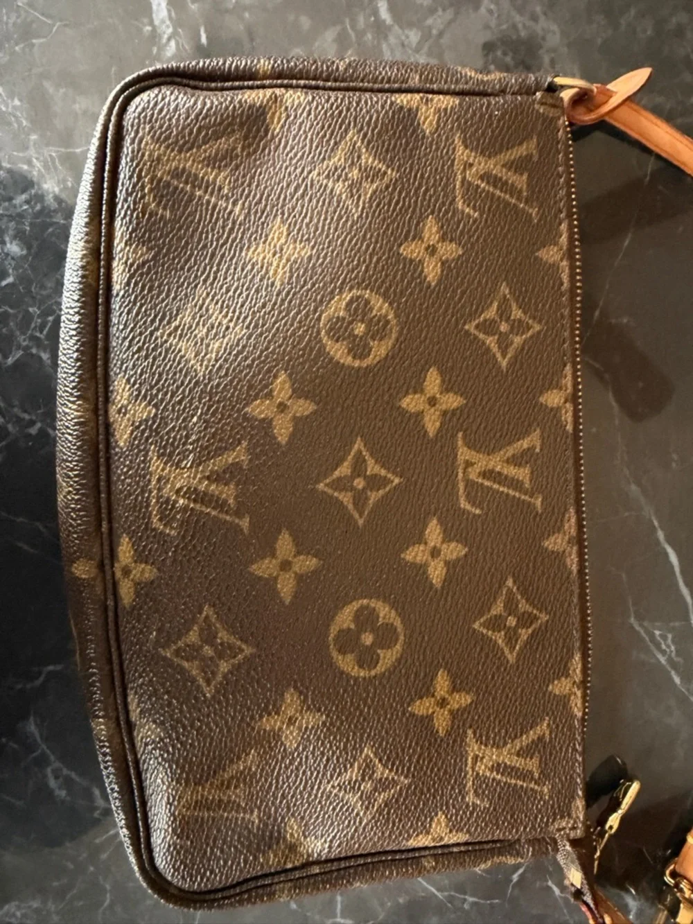 Louis Vuitton Monogram Canvas Mini Pochette with Tan Strap - Picture 7 of 12